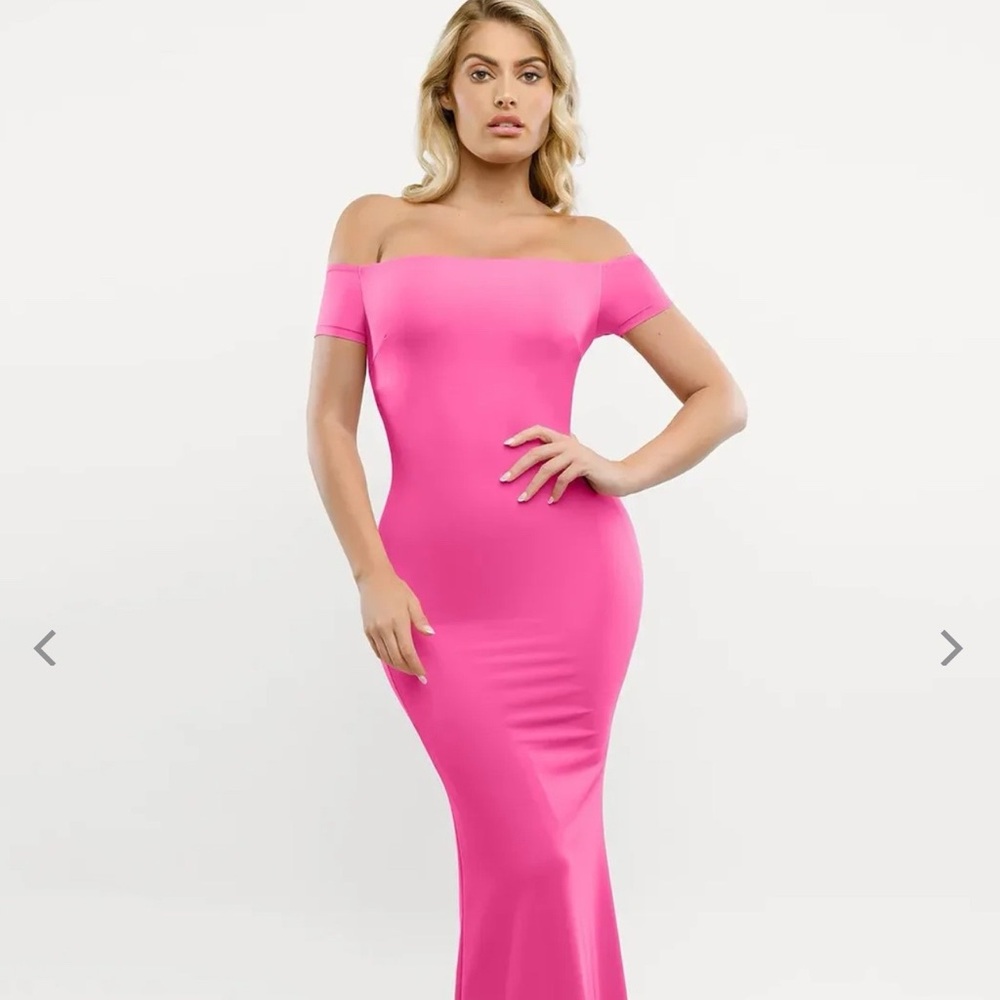Elegant Strapless built in shapewear Pink Gown